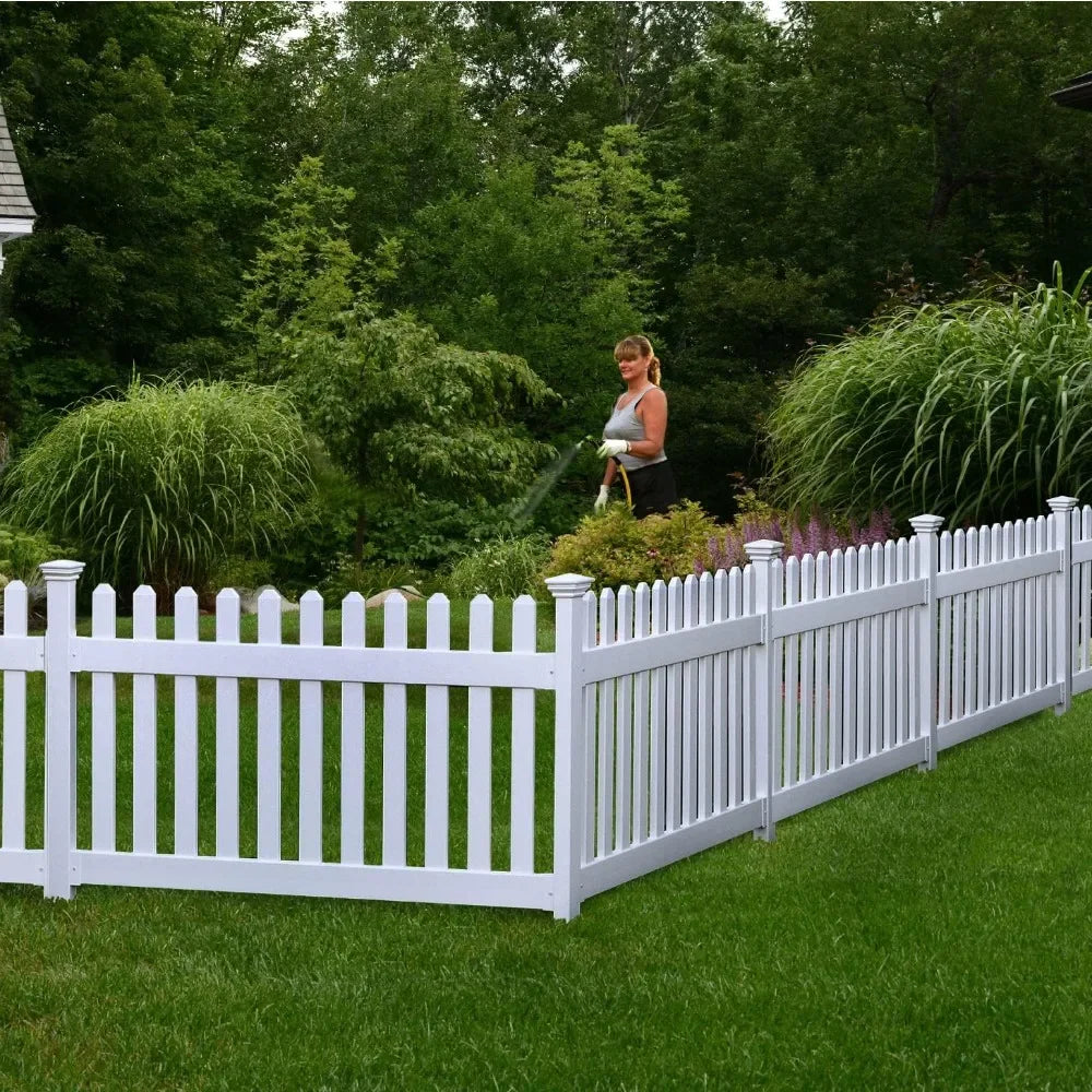 HOME.3ft H x 6ft W (1 Panel + 1 Post) No Dig Zippity Newport Fence Kit, White Vinyl Picket Fence