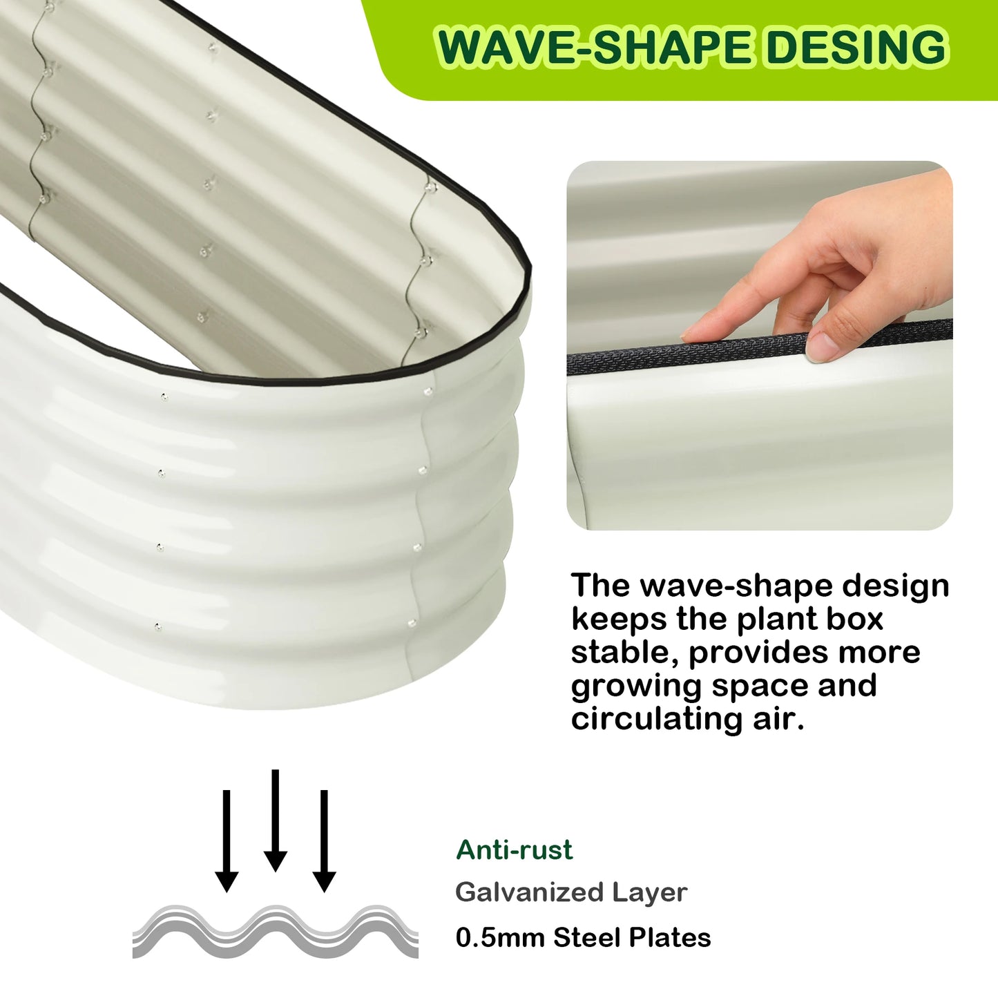 HiMISSH Oval Galvanized Raised Garden Bed For Outdoors