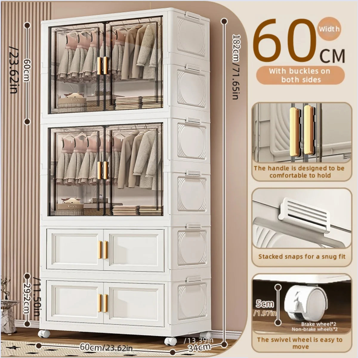 NONECN Foldable Plastic Storage Box For Bedroom Closet