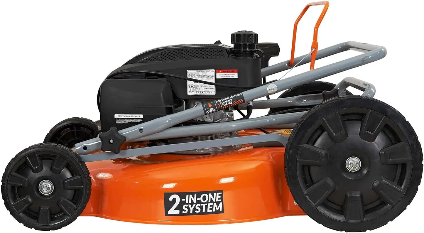 XMSJH Gas Walk Behind 2in1 Lawn Mower High Rear Wheels