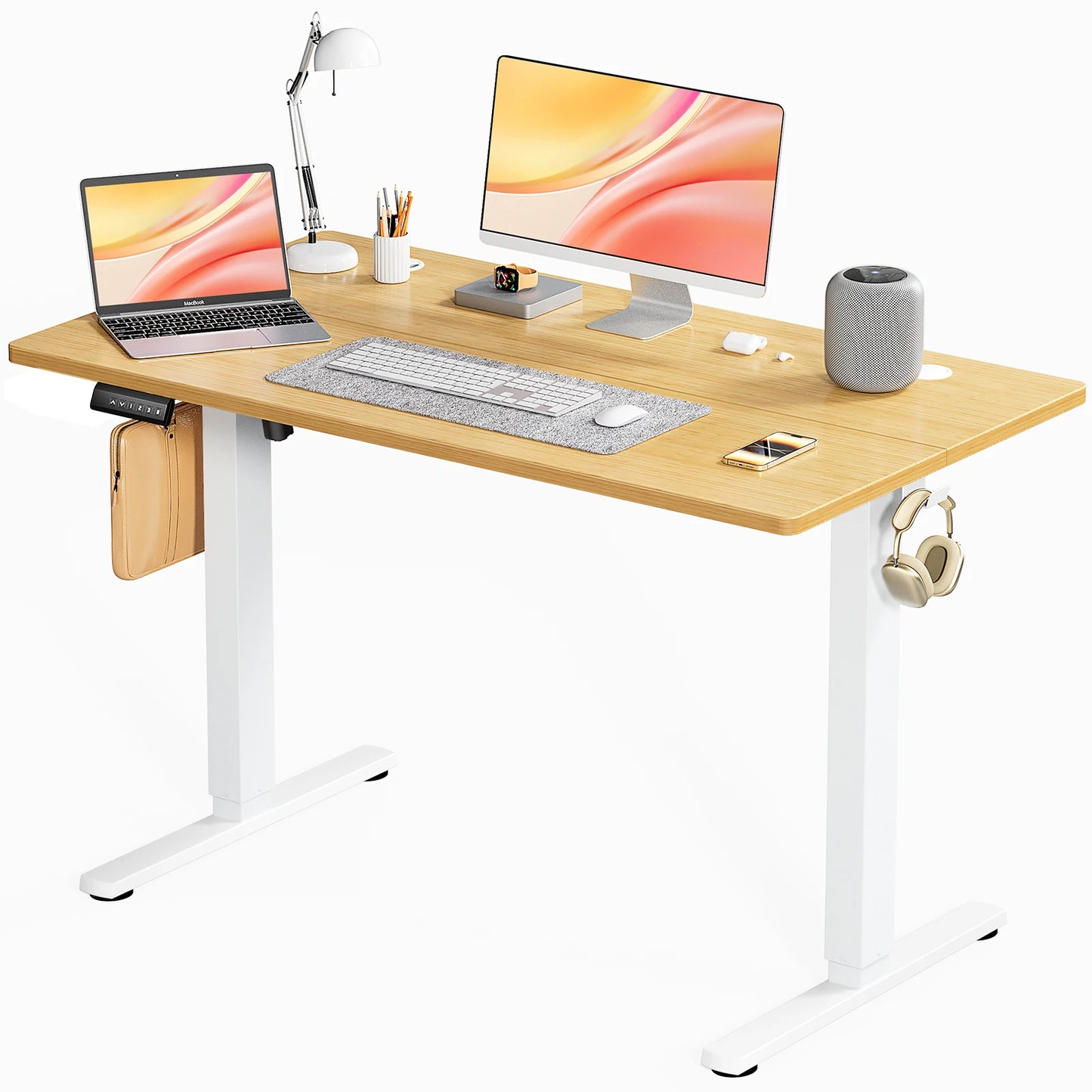 JHK Electric Height Adjustable Standing Desk For Home Office Ergonomic Computer Workstation With Metal Frame