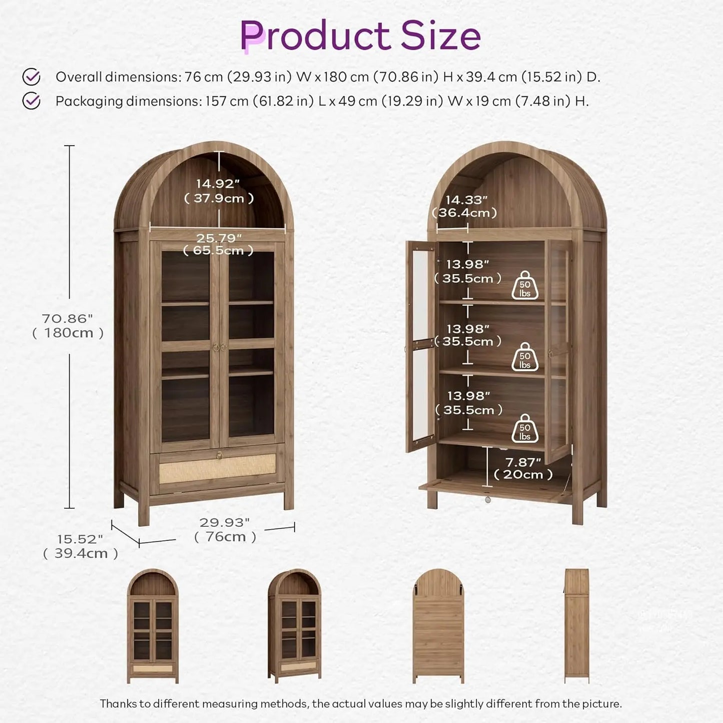 CHENGWEI Arched Pantry Cabinet With Innovative Drawer And Glass Door
