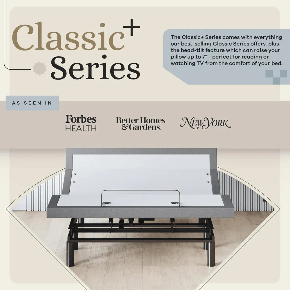 RBXC Harmony Adjustable Bed Base With Head And Foot Lift Massage Gel Memory USB