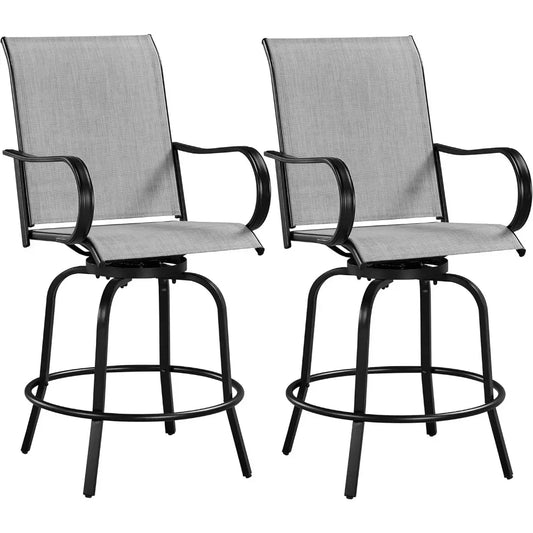 Set of 2 Patio Swivel Barstools – High Bistro Stools for Outdoor Use, All-Weather Garden & Patio Furniture