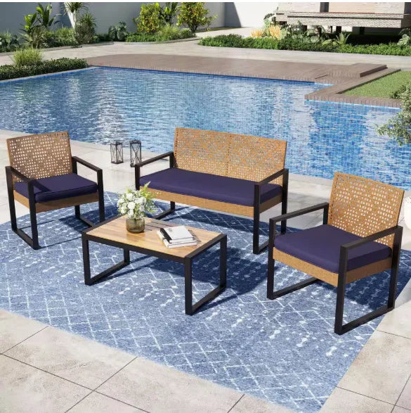Hign-concerned Patio Furniture Set with Cushions Chairs Sofa Tea Table