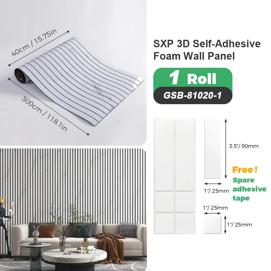 1 Roll Self-Adhesive Grid Wall Sticker SXP Wallpaper Sticker 15.75x118.11inch(12.91 Sq.Ft) Peel and Stick, Suitable for any room