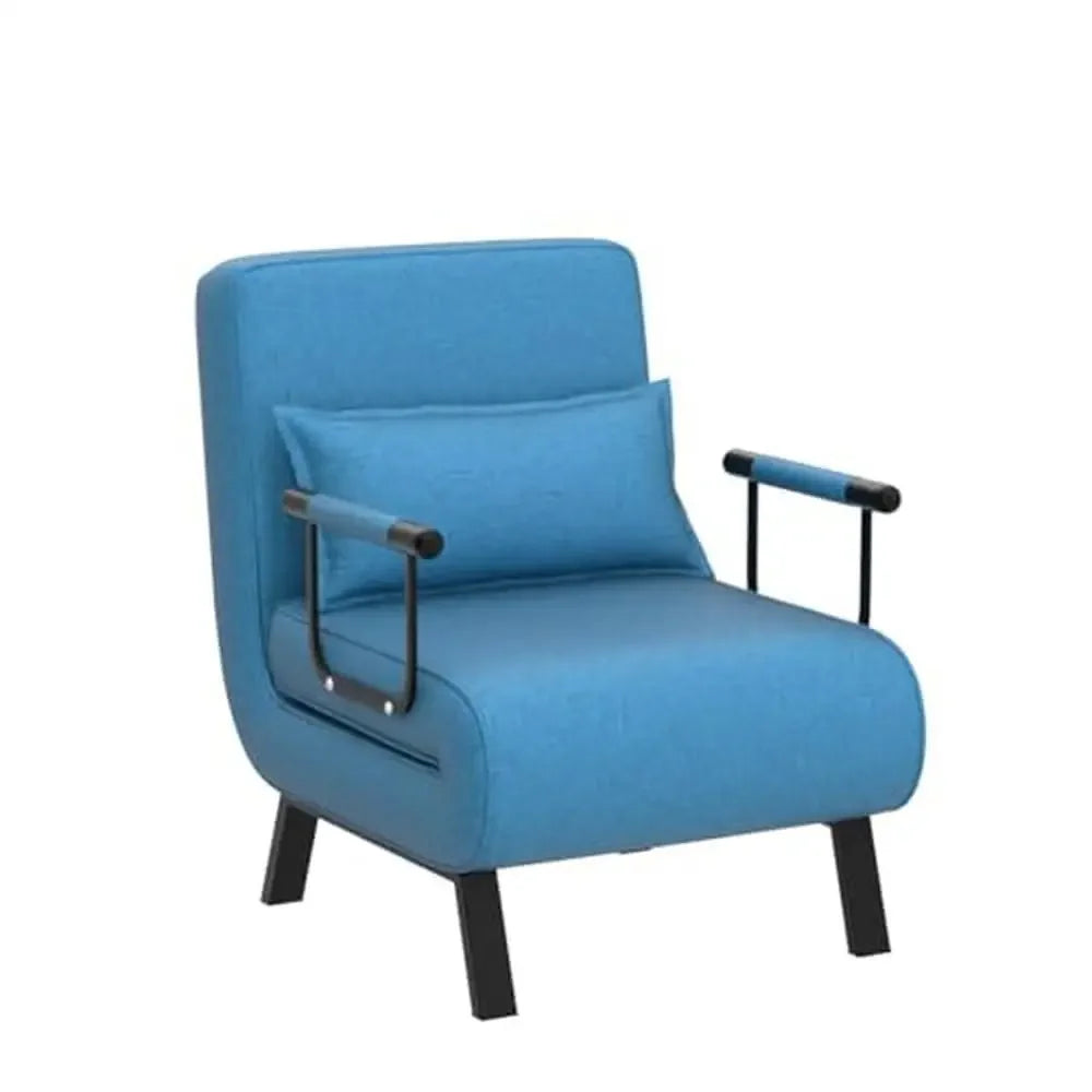 Convertible Folding Sleeper Chair w/ Pillow 6-Level Adjustable Backrest Metal Legs Armrests Modern Recliner Sofa Bed Guest Bed