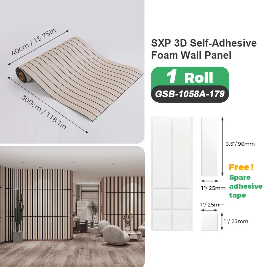 1 Roll Self-Adhesive Grid Wall Sticker SXP Wallpaper Sticker 15.75x118.11inch(12.91 Sq.Ft) Peel and Stick, Suitable for any room