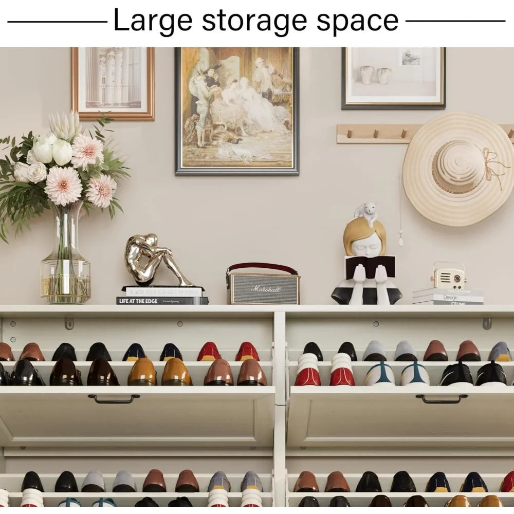 Freestanding Shoe Cabinet With Four Drawers Engineered Wood