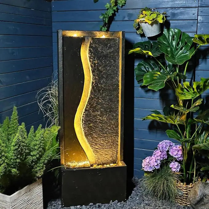 Tankana Outdoor Cube Fountain With LED Lights For Patio