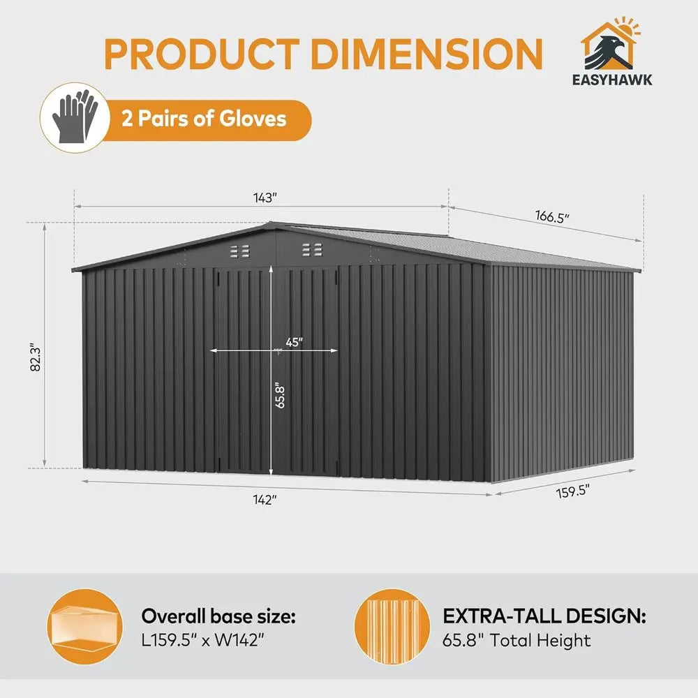Weatherproof Metal Outdoor Storage Shed For Garden Tools