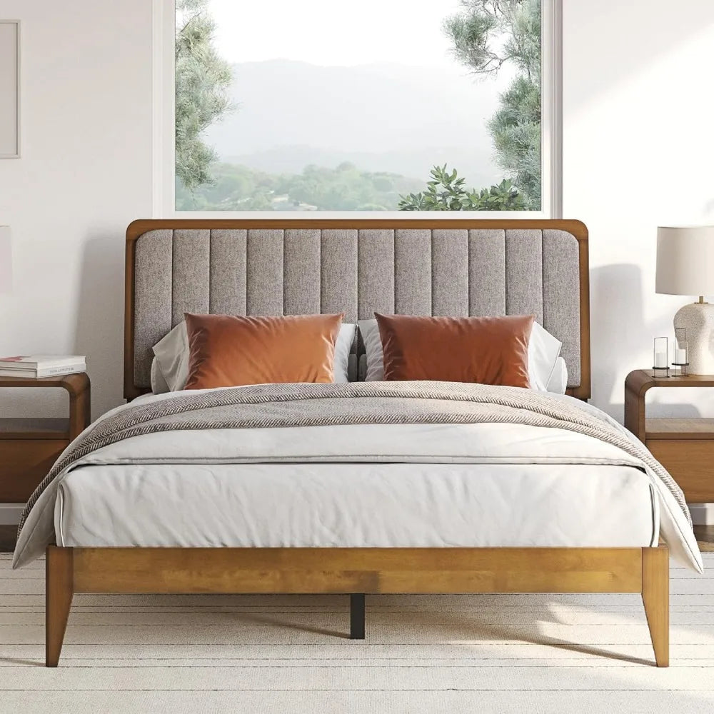 Yanying Raven Solid Wood Bed Frame Mid Century Modern