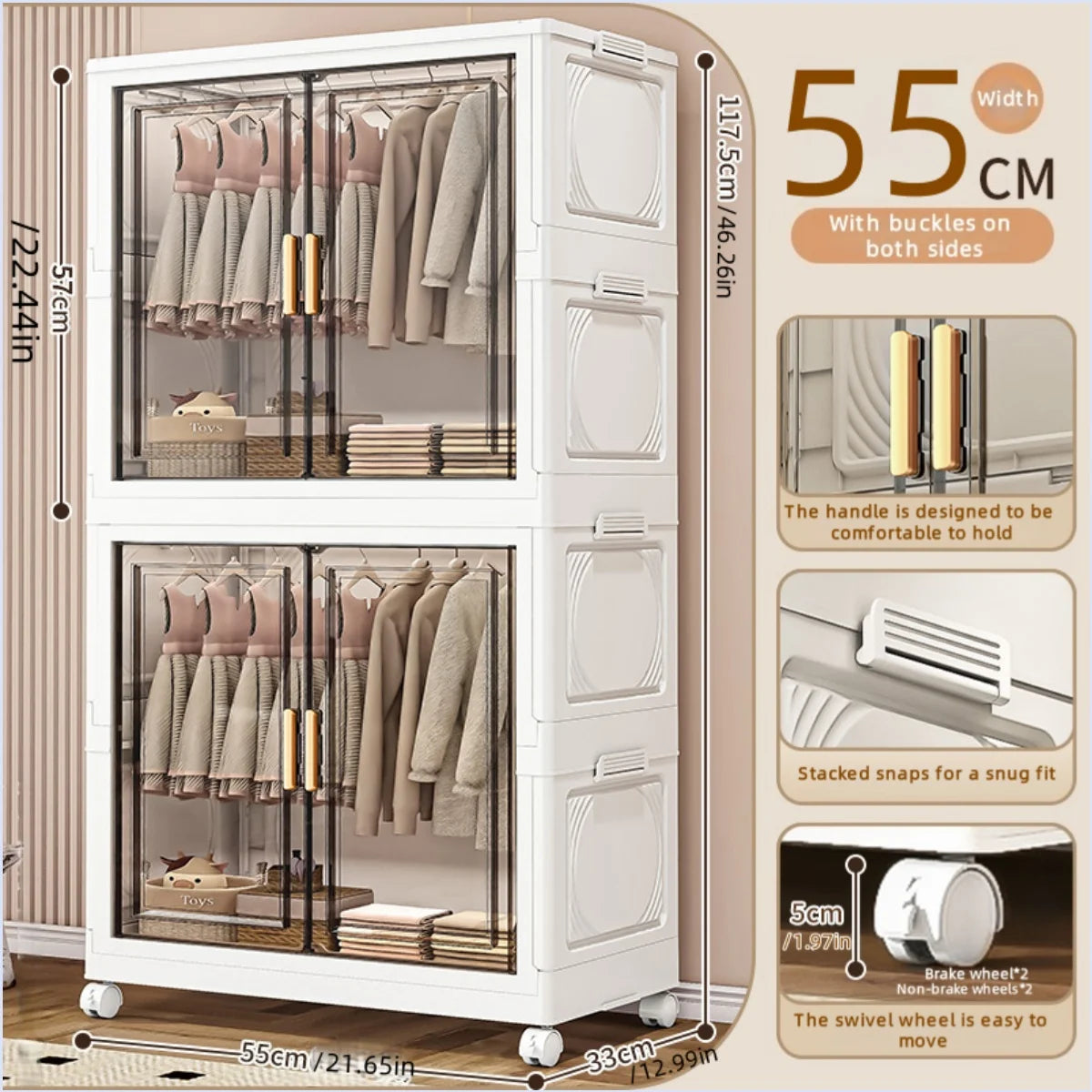NONECN Foldable Plastic Storage Box For Bedroom Closet