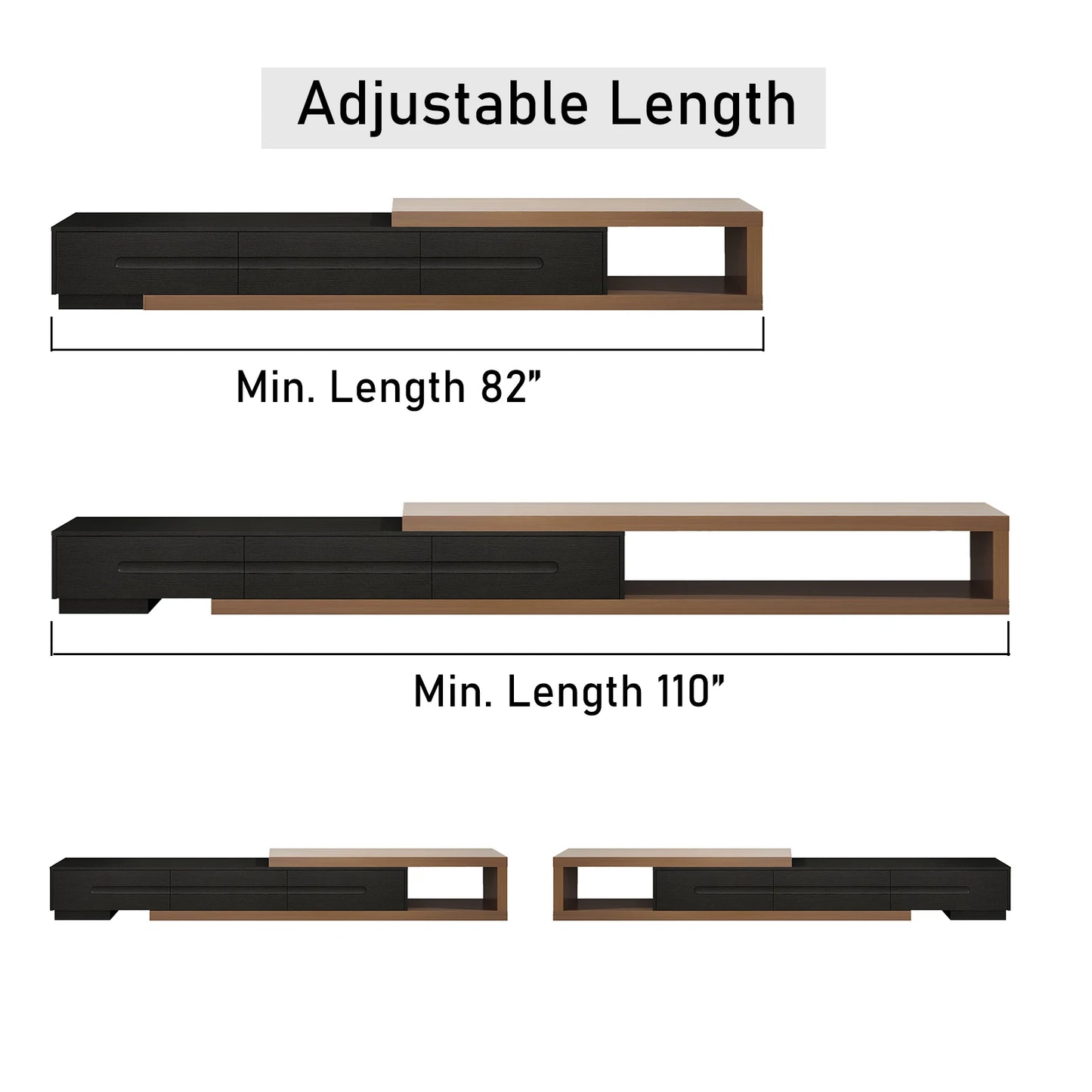 QiaoShiRen Extendable TV Stand With Reversible Media Console