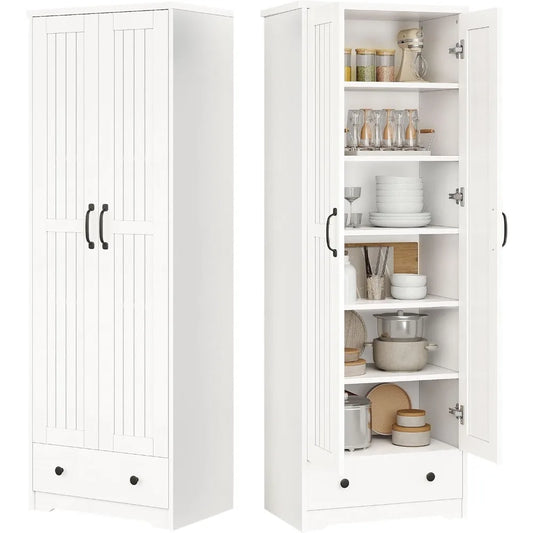 Wooden Storage Cabinet With Adjustable Shelves And Doors