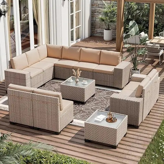 Hign-concerned 13 Piece Outdoor Patio Wicker Furniture Set