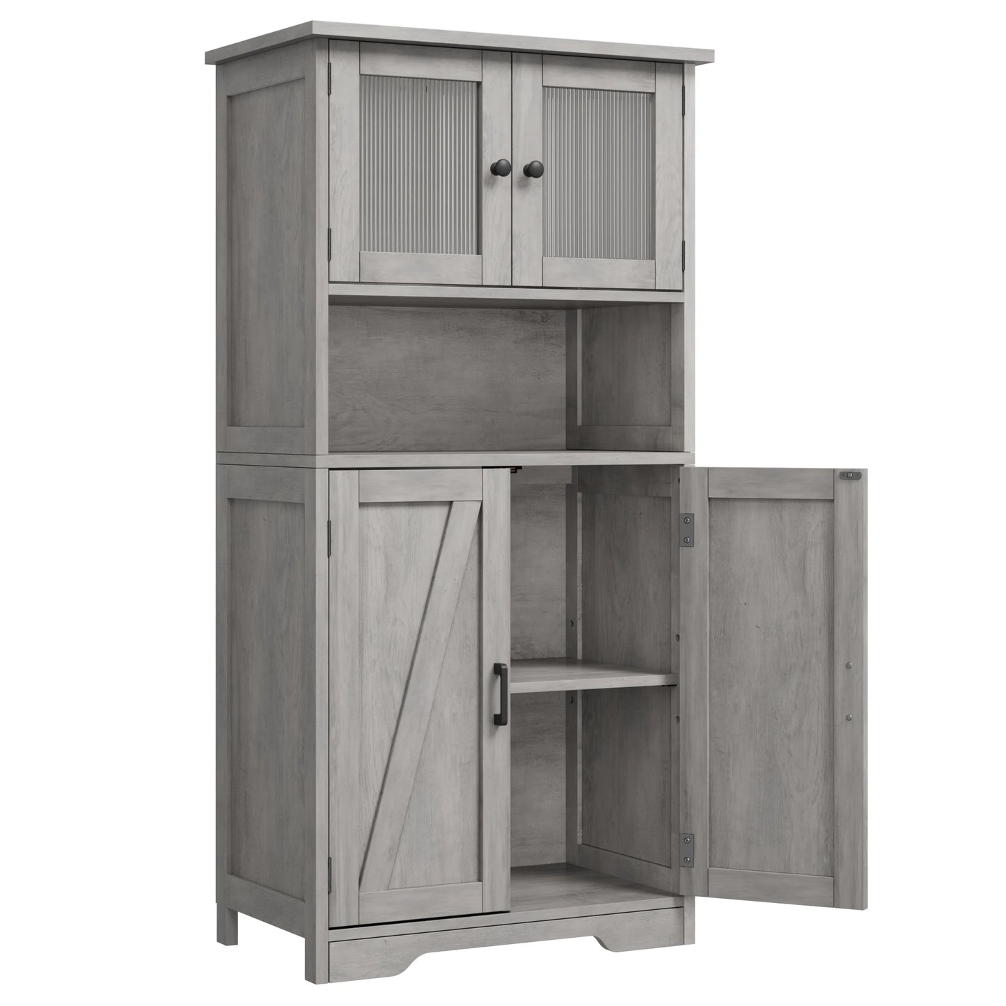 HobbyLane Free Standing Kitchen Pantry Cupboard Four Doors