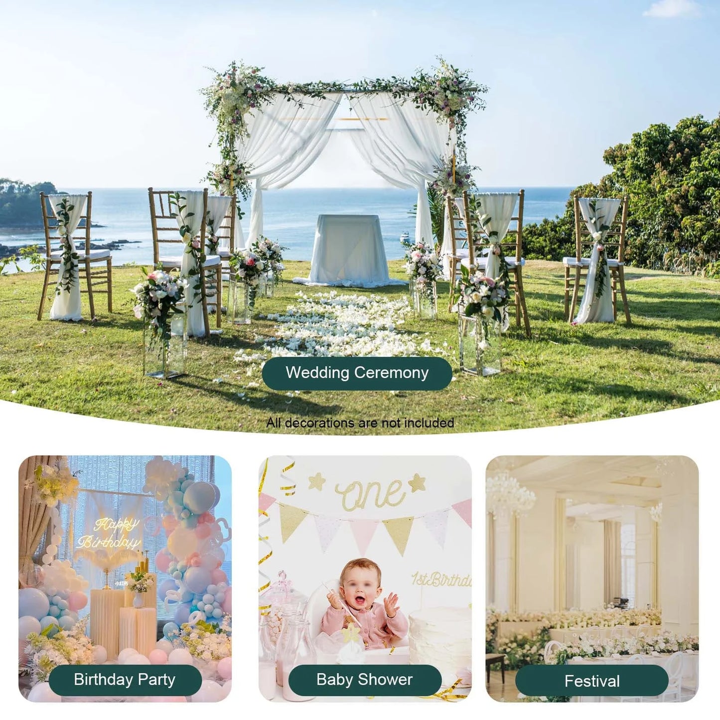 Wedding Arch Stand With Bases Metal Garden Decoration