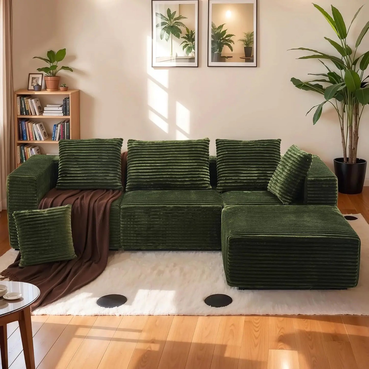 106" Black Cloud Sofa with L-Shaped Chaise Longue, Modern Modular couches with Deep Seats, Fluffy couches for Living Room