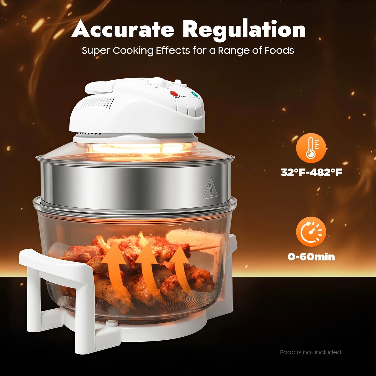 Visual Air Fryer 110V 1200W 360 Degree Hot Air Circulation