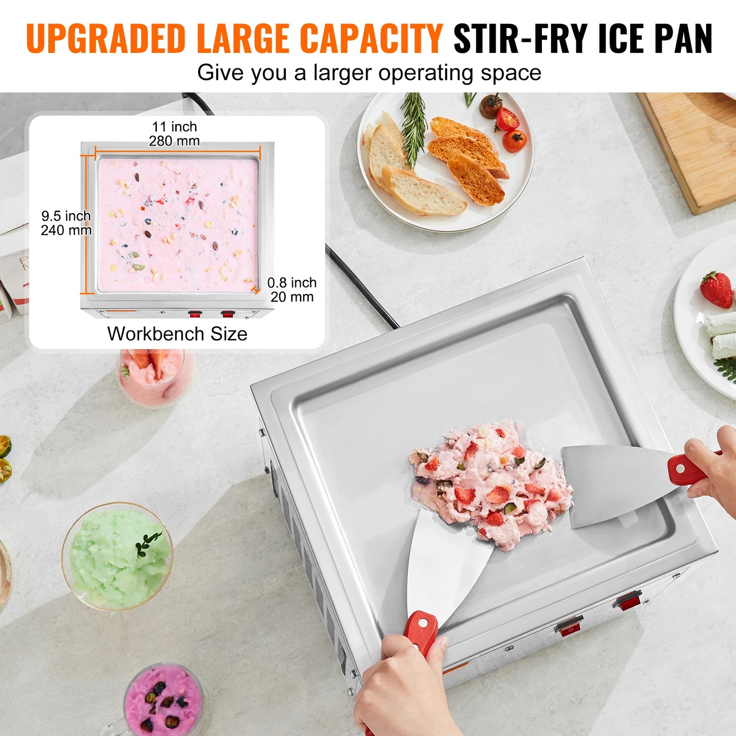 SucceBuy Fried Ice Cream Roll Machine Stainless Steel Maker