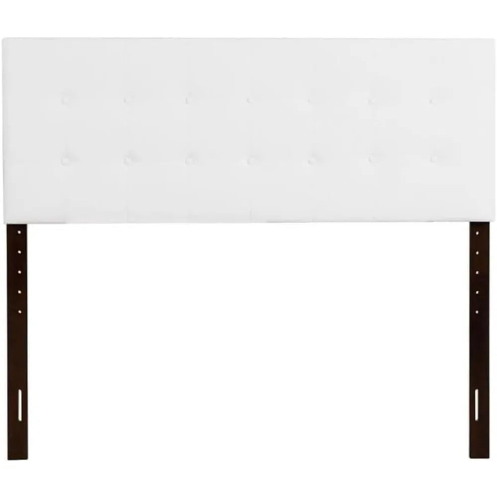 Adjustable Height White Faux Leather Headboard, Mountable to Bed or Wall, Modern Style for Bedroom