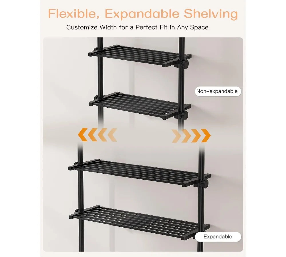 Over Toilet Storage Shelf 4 Tier Bathroom Organizer Tension Mount