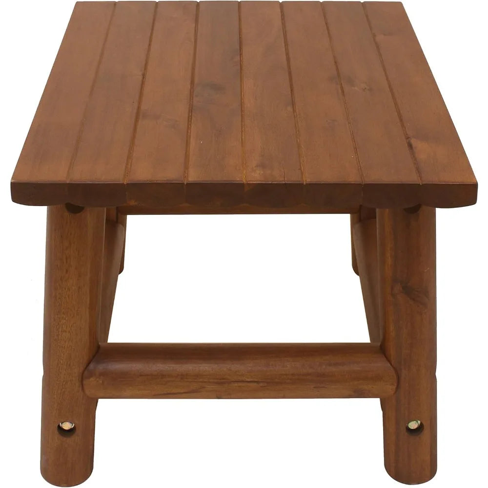 Handcrafted Acacia Wood Small Rectangular Outdoor Side Table for Patio and Garden