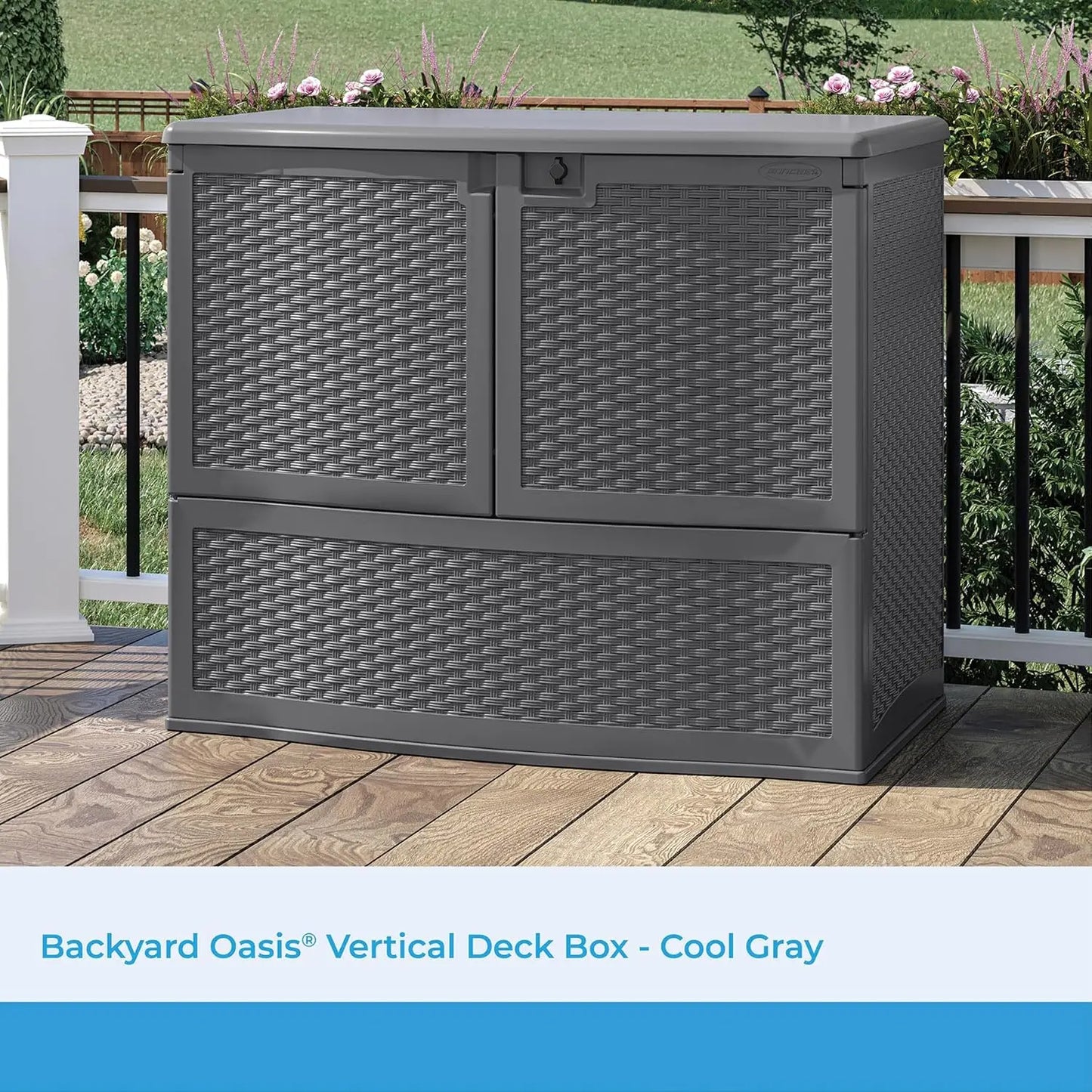 Backyard Oasis Vertical Outdoor Deck Boxes for Patio Bars, 195-Gal. Outdoor Storage Box for Patio Furniture and Grill Tools