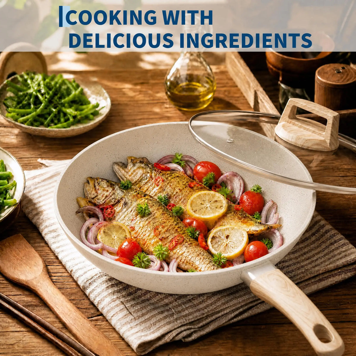 Nonstick Aluminum Cookware Set With Induction Compatibility And Accessories