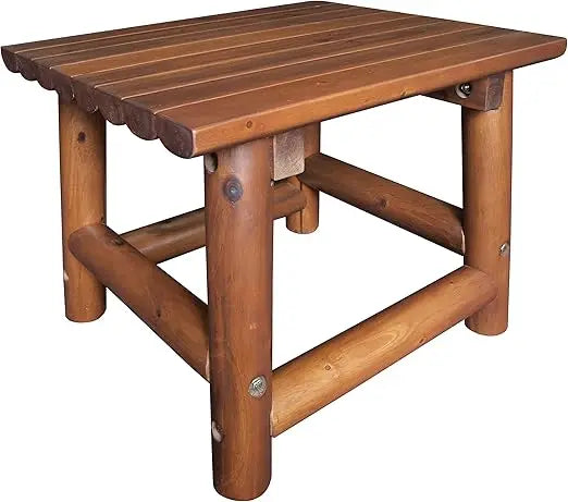 Handcrafted Acacia Wood Small Rectangular Outdoor Side Table for Patio and Garden