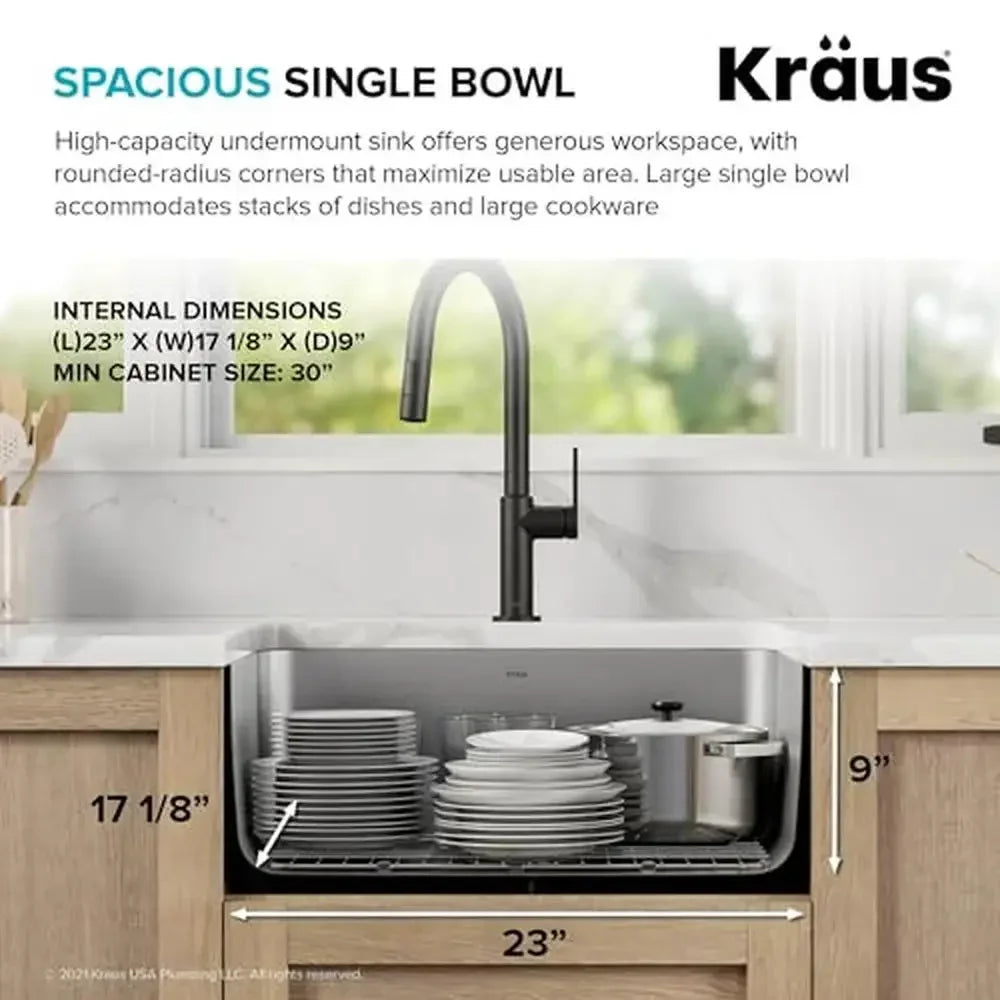 25" Undermount Stainless Steel Sink Clean & Contemporary Design Heavy-Duty Construction Spacious Single Bowl Dex Series by