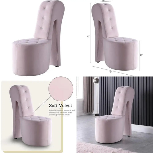 Modern Glam Armless Velvet Tufted Lounge Chair With Crystal Button