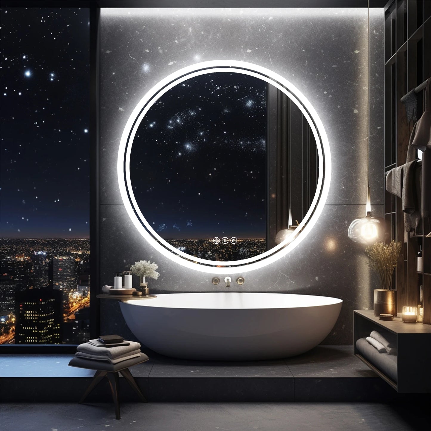 Wisfor Circular LED Backlit Bathroom Mirror IP65 Dimmable