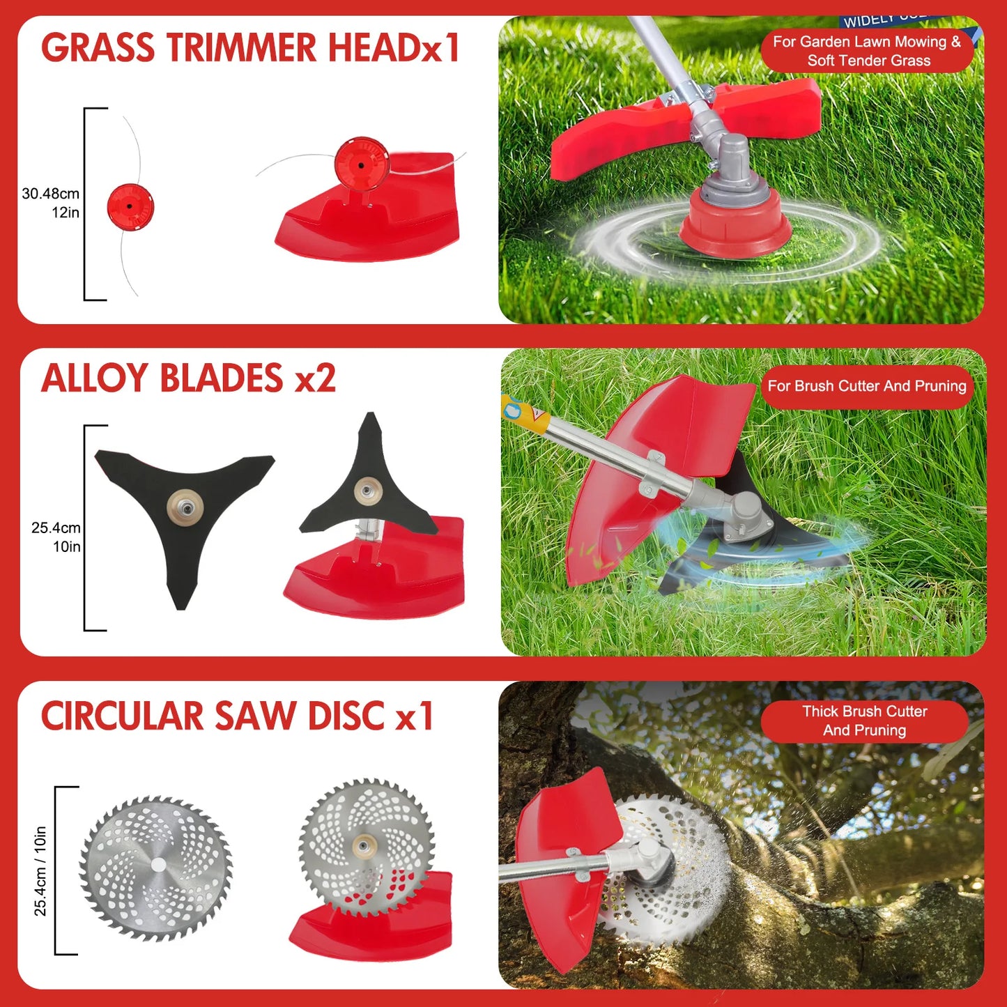 52cc Gasoline Lawn Mower 2 Stroke 4 In 1 Adjustable Straight Shaft
