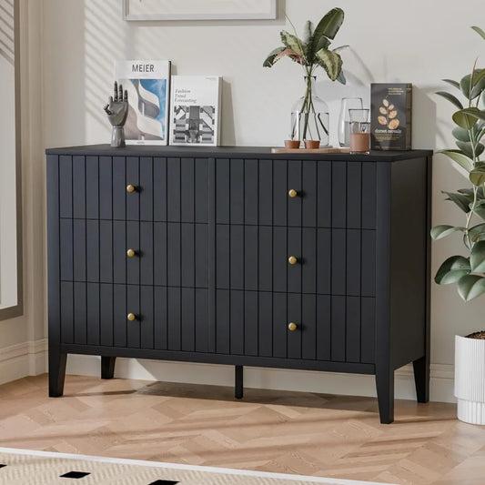Modern Fluted 6 Drawer Chest For Bedroom And Living Room