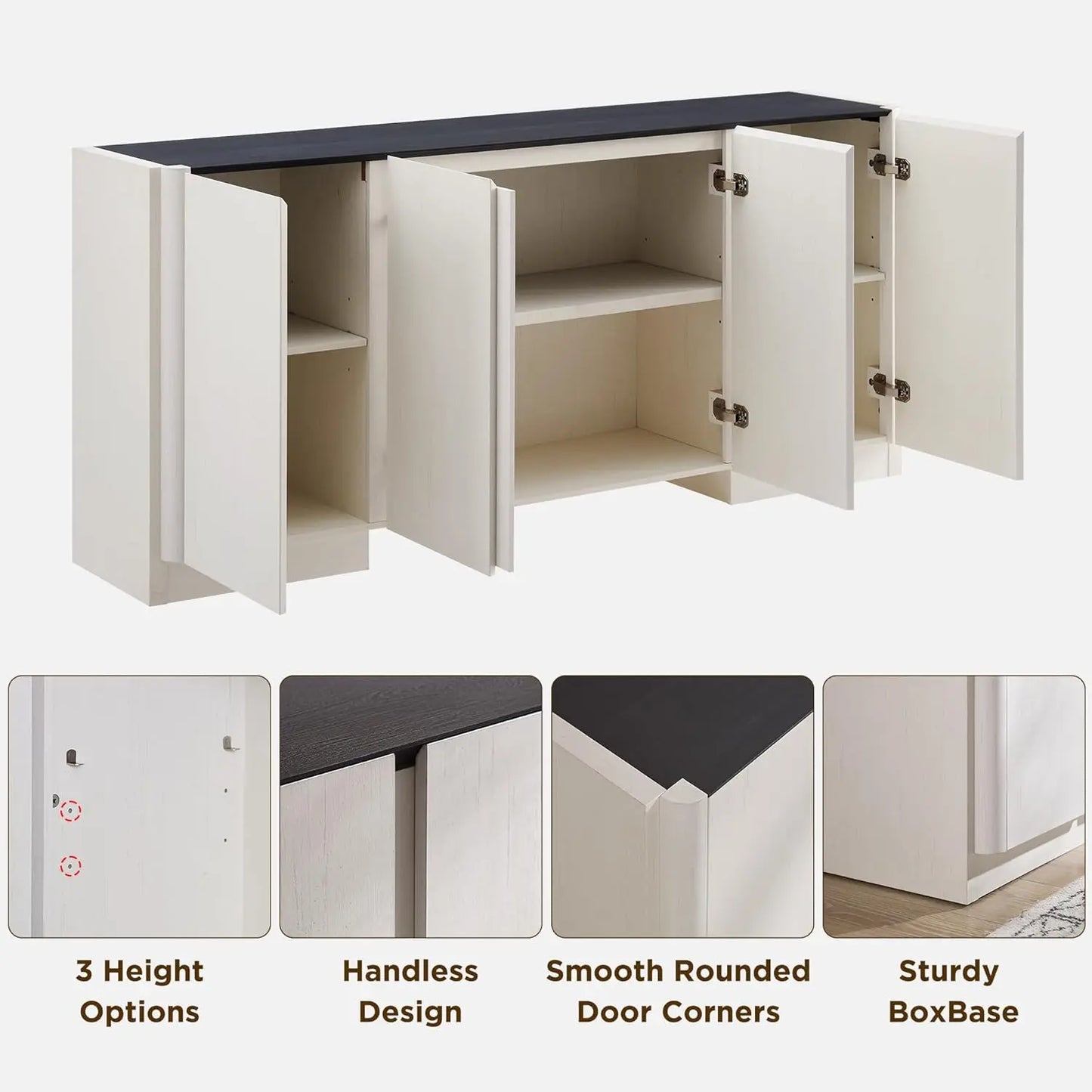 Buffet Sideboard Storage Cabinet With Adjustable Shelves