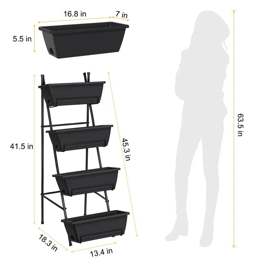 Raised Garden Bed 4 Tier Vertical Garden Planters Indoor Outdoor Raised Planter Box with Legs Elevated Herb Garden Planter for F