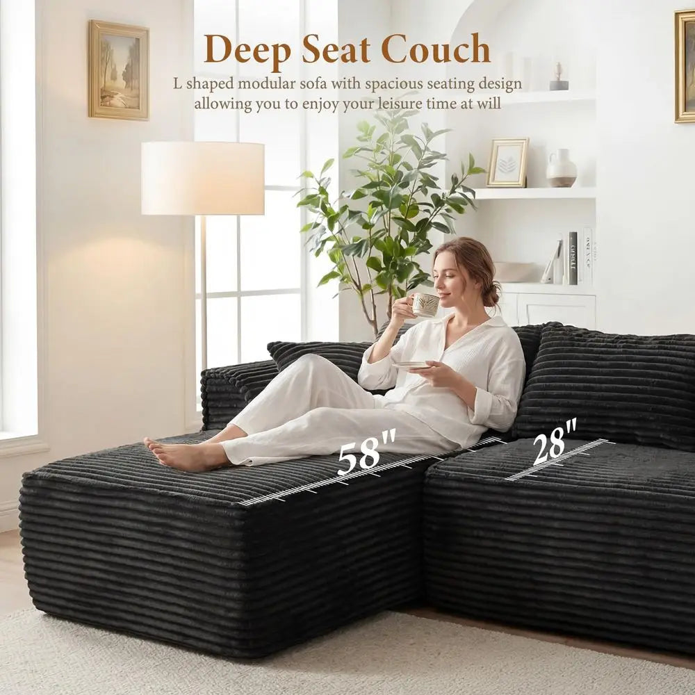 XMSJ Boneless L Shaped Modular Sofa With Chaise Memory Foam