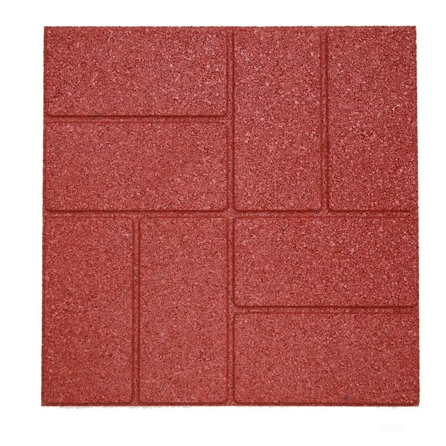 DualSide Garden Rubber Paver 16x16 for Patio Paver, Step Stone and Walk Way, Safety Rubber Tile Red 6 PCS per Pack