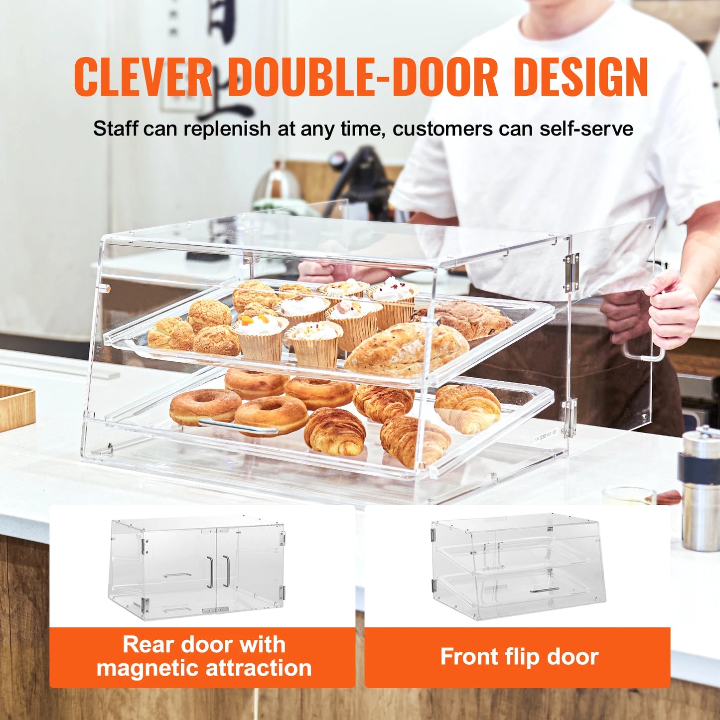 VEVOR Pastry Display Case Acrylic Countertop Bakery Display