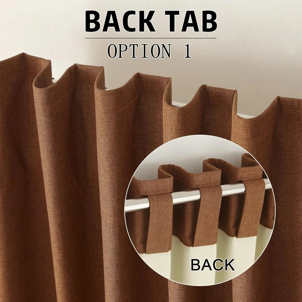 Dualife Blackout Linen Curtains for Bedroom and Living Room