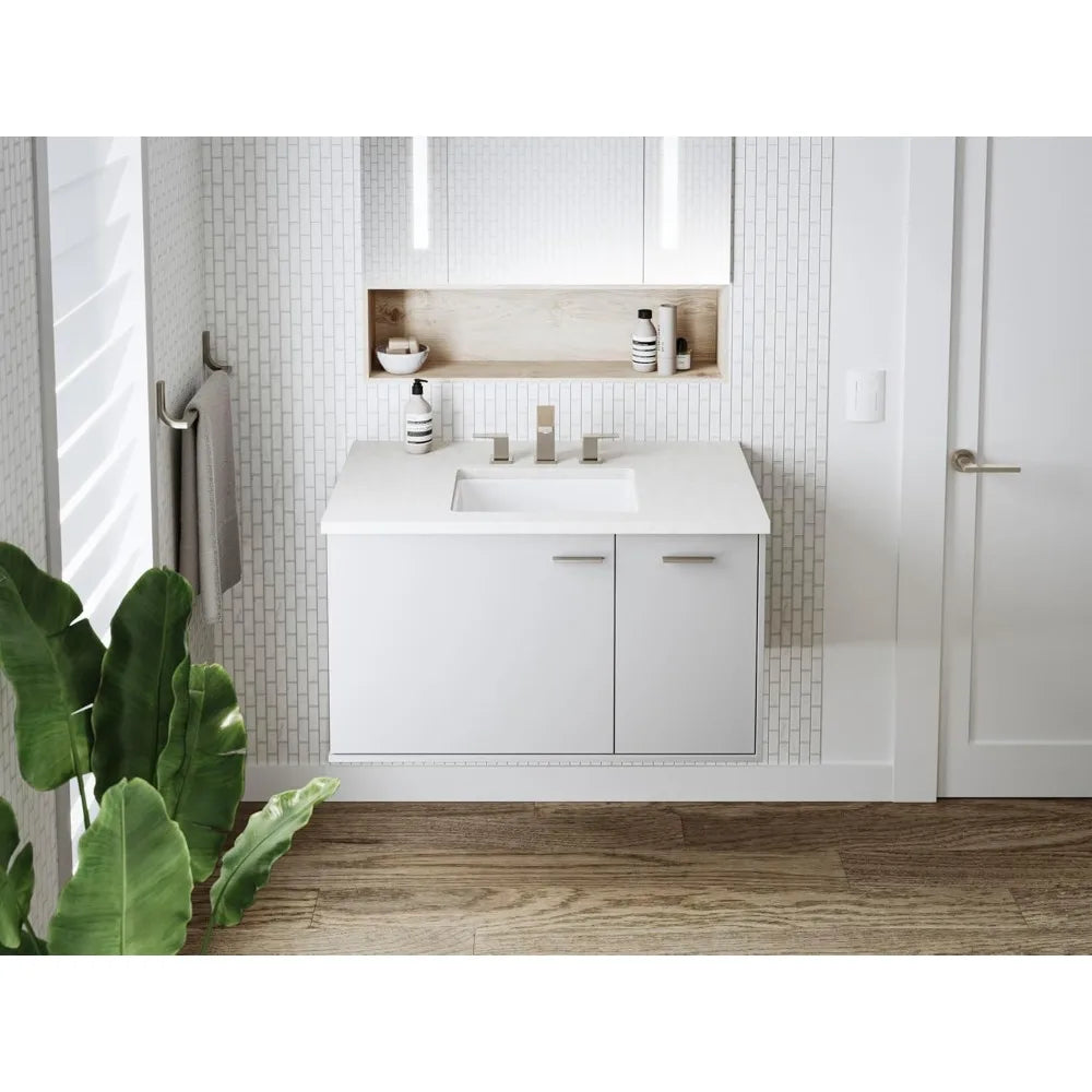 KOHLER Verticyl 17 Undermount Bathroom Vanity Sink With Overflow Drain, Undermount Bathroom Sink, White