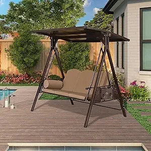 Patio Porch Swing With Stand 2 Seat Adjustable Canopy