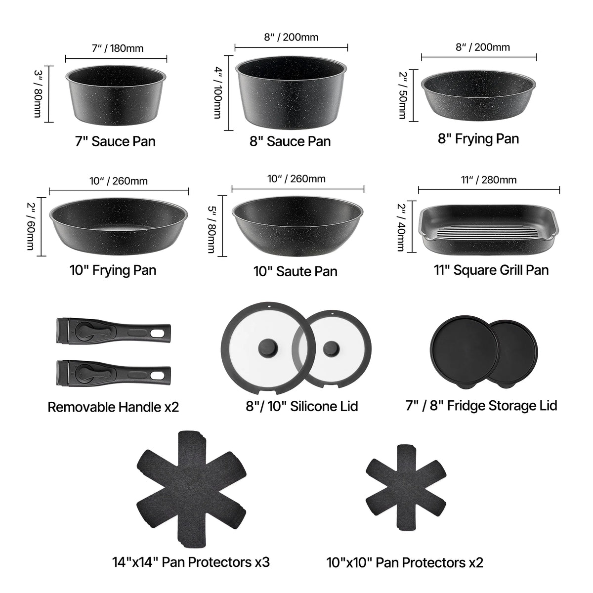 SucceBuy Nonstick Granite Cookware Set for Induction Cooking