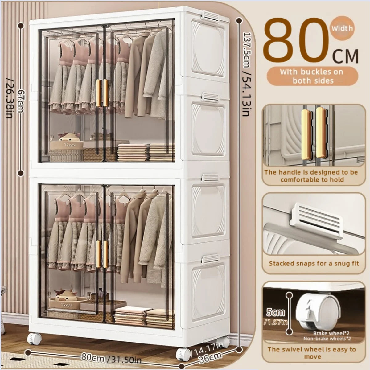 NONECN Foldable Plastic Storage Box For Bedroom Closet