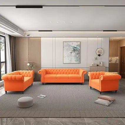 DAFIFY Velvet Chesterfield Living Room Set Sofa Loveseat