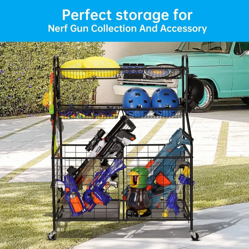 Hign Concerned Garage Sports Equipment Organizer On Wheels