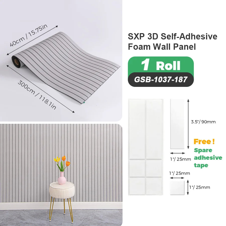 1 Roll Self-Adhesive Grid Wall Sticker SXP Wallpaper Sticker 15.75x118.11inch(12.91 Sq.Ft) Peel and Stick, Suitable for any room