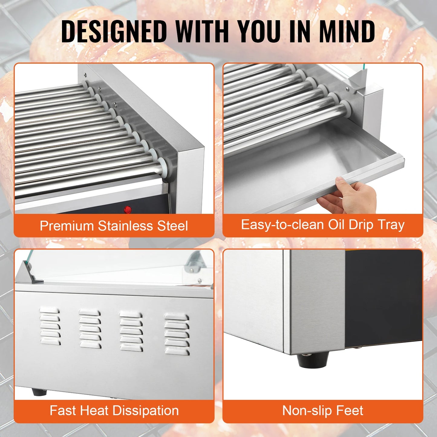 Succebuy Commercial Hot Dog Roller Sausage Maker Barbecue Grill Machine